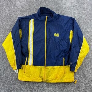 Vintage Michigan Wolverines Windbreaker Jacket Mens Medium Blue Yellow Logo 7
